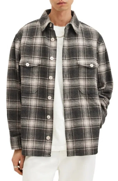 Allsaints Hamlin Plaid Flannel Button-up Shirt Jacket In Brown