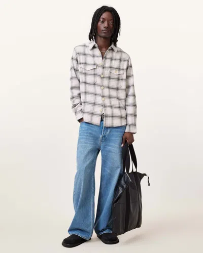 Allsaints Hamura Checked Relaxed Fit Shirt In Ecru