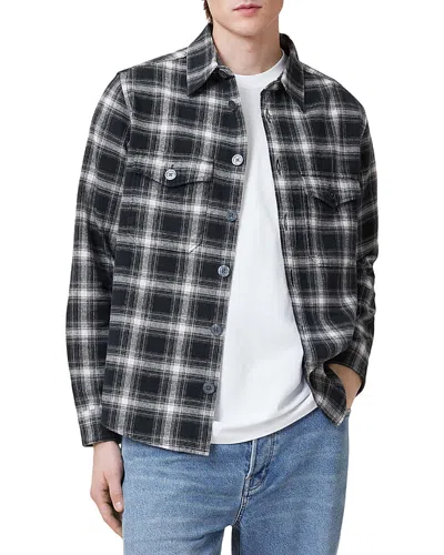Allsaints Hamura Garment Washed Relaxed Fit Button Down Shirt In Black