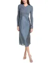 Allsaints Hana 2-in1 Slim Fit Midi Slip Dress In Blue