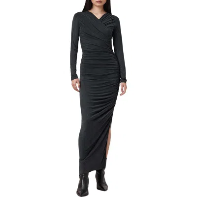Allsaints Hanako Long Sleeve Ruched Dress In Black