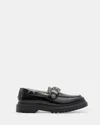 Allsaints Mens Black Hanbury Buckle-embellished Leather Loafers