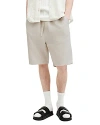 Allsaints Hanbury Linen Blend Straight Fit Shorts In Milky Grey