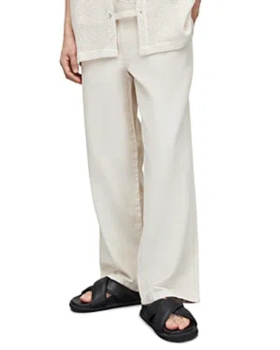Allsaints Hanbury Cotton & Linen Drawstring Trousers In Oyster Gray
