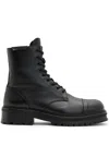 Allsaints Mens Black Hank Lace-up Leather Biker Boots In 黑色