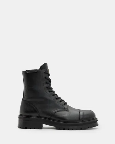 Allsaints Hank Chunky Leather Boots In Black