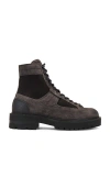 Allsaints Hank Combat Suede Boot In Charcoal
