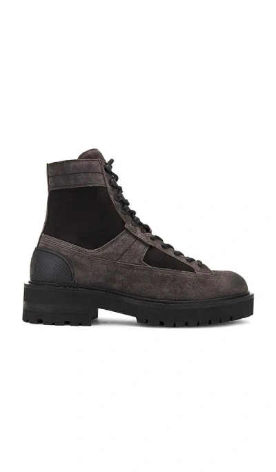 Allsaints Hank Combat Suede Boot In Charcoal