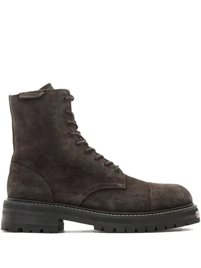 Allsaints Hank Lace-up Zip Boots In Brown