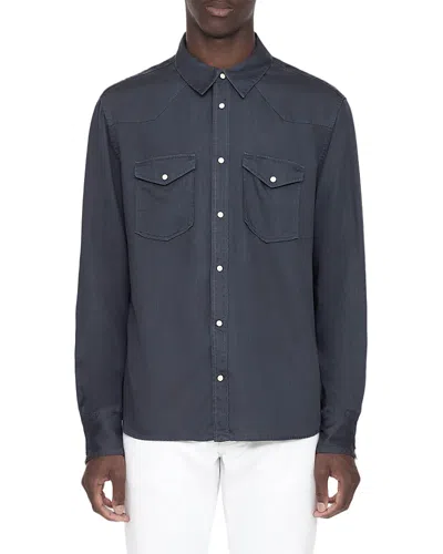 Allsaints Mens Hanway Double-pocket Woven Shirt Moonstone Blue