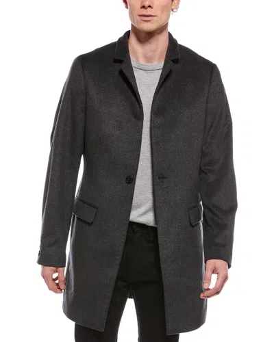 Allsaints Hargrove Suede-trim Wool-blend Coat In Gray