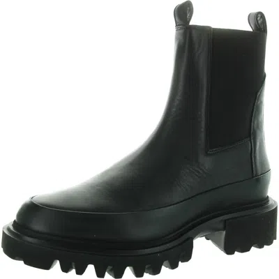 Allsaints Harlee Womens Mixed Media Leather Chelsea Boots In Black