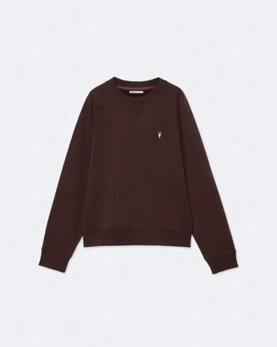 Allsaints Mens Harlow Ramskull Raglan Jersey Jumper Oxblood Red Xxl In Brown