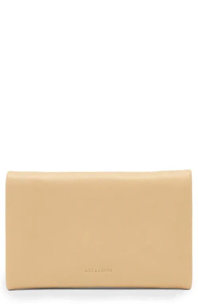Allsaints Womens Mellow Yellow Harluna Logo-debossed Leather Wallet In Nude