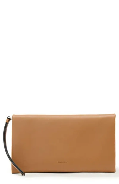 Allsaints Leather Harluna Leather Clutch Bag In Brown