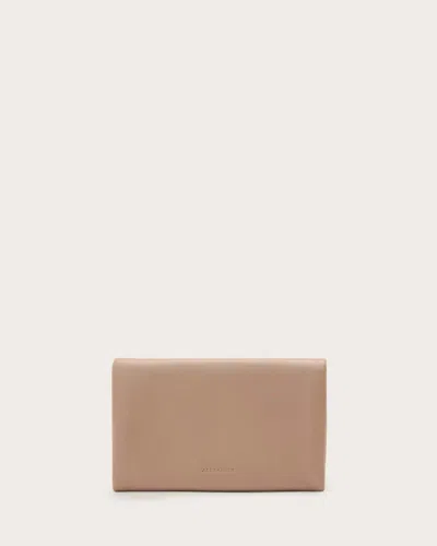 Allsaints Harluna Leather Wallet In Mink Brown