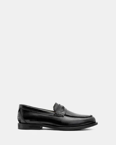 Allsaints Harmon Western Leather Loafer Shoes In Black