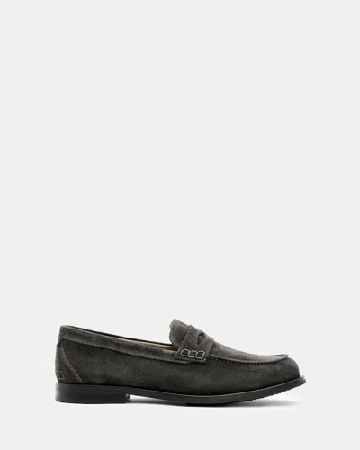 Allsaints Harmon Western Suede Loafer Shoes In Charcoal Grey