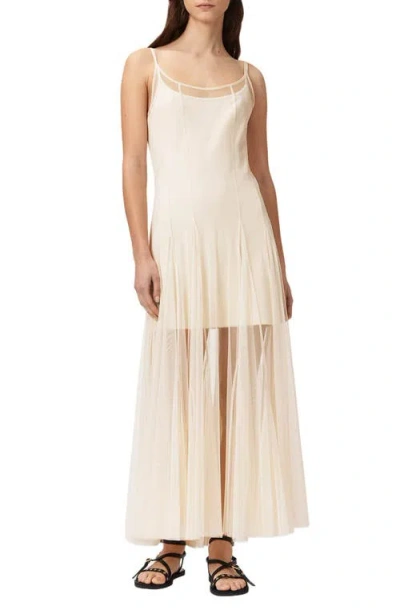 Allsaints Harmonia Mesh Maxi Dress In Metallic