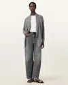 Allsaints Harper Knitted Open Cardigan In Pale Grey
