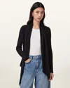 Allsaints Harper High Low Open Front Cardigan In Black