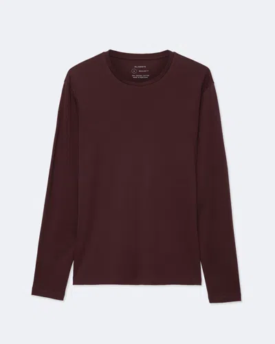 Allsaints Mens Harris Long-sleeved Cotton T-shirt Oxblood Red In Burgundy