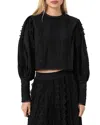 Allsaints Hart Lace Embroidered Bishop Sleeve Top In Black