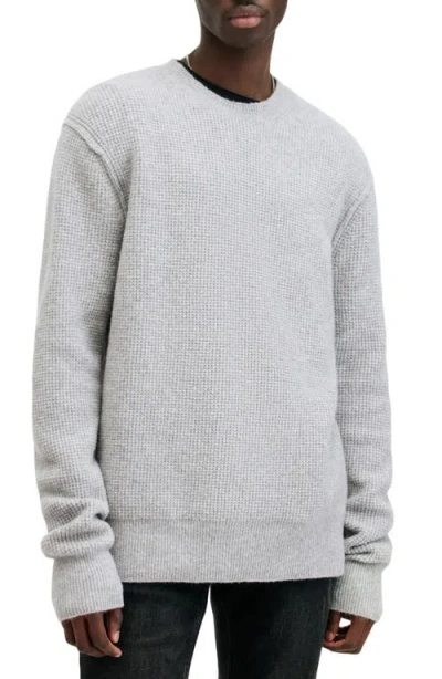 Allsaints Hatten Waffle Stitch Sweater In Light Grey