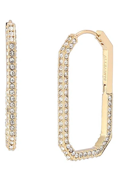 Allsaints Hattie Crystal Geometric Hoop Earrings In Gold