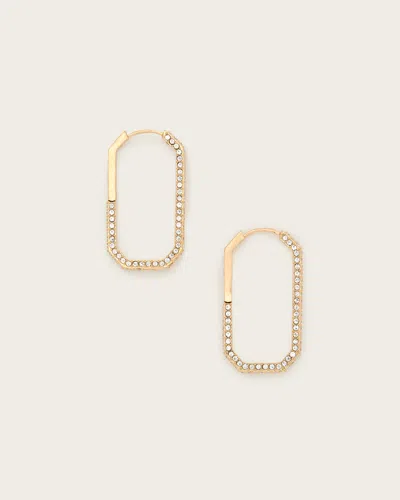 Allsaints Hattie Crystal Hex Hoop Earrings In Warm Brass