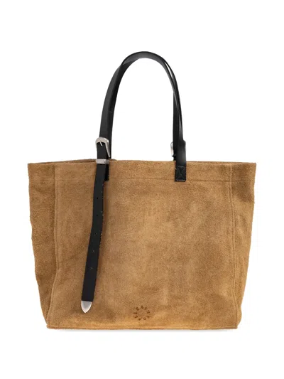 Allsaints Haven Buckle-strap Tote Bag In Brown