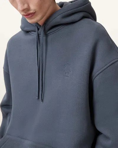 Allsaints Haven Embroidered Logo Oversized Hoodie In Pitched Blue