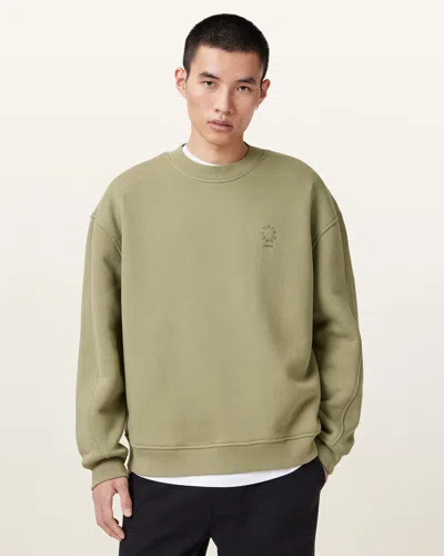 Allsaints Haven Embroidered Logo Oversized Sweatshirt In Light Ash Green