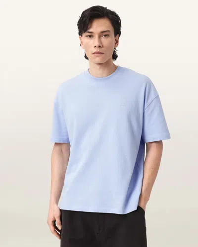 Allsaints Haven Embroidered Logo Oversized T-shirt In Blue