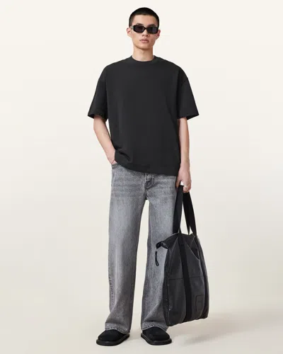 Allsaints Haven Embroidered Logo Oversized T-shirt In Jet Black