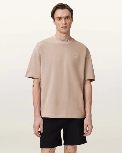 Allsaints Haven Embroidered Logo Oversized T-shirt In Neutral