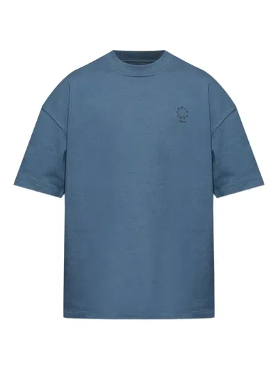 Allsaints Haven Embroidered Logo-shirt In Blue