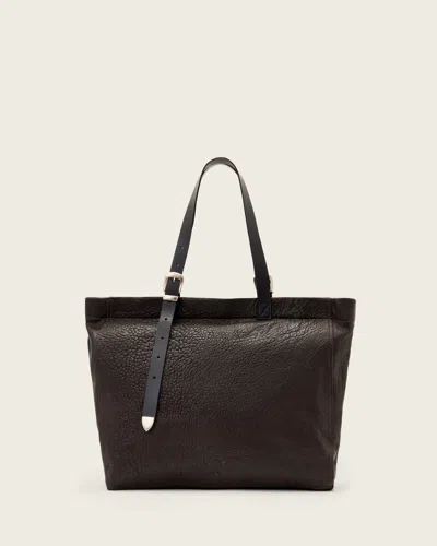 Allsaints Haven Leather Tote Bag In Brown