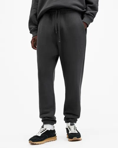 Allsaints Haven Relaxed Fit Embroidered Sweatpants In Washed Black