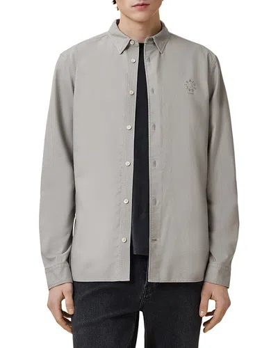 Allsaints Haven Slim Fit Brushed Oxford Shirt In Whisper Grey