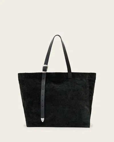 Allsaints Haven Suede Tote Bag In Black