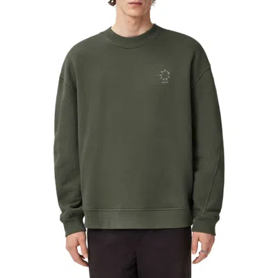 Allsaints Haven Embroidered Logo Oversized Sweatshirt In Green