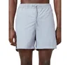 Allsaints Mens Underground Logo-print Recycled-polyamide Swim Shorts Machine Grey In Willow Blue