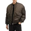 Allsaints Hawk Insulated Nylon Bomber Jacket In Dull Khaki Green