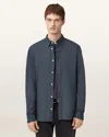 Allsaints Hawthorne Ramskull Stretch Fit Shirt In Blue