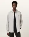 Allsaints Hawthorne Solid Stretch Cotton Button-up Shirt In Cloudy Grey