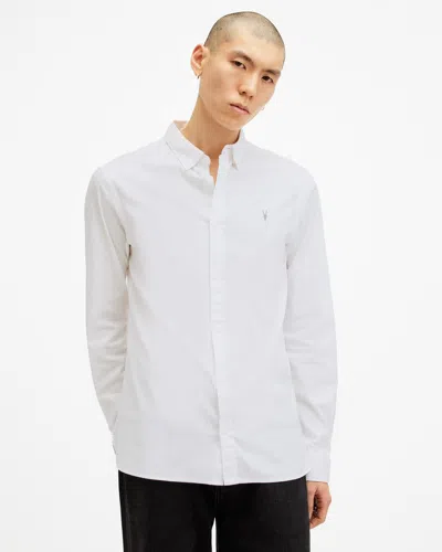 Allsaints Lovell Cotton Slim Fit Button Down Shirt In White