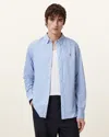 Allsaints Hawthorne Ramskull Stretch Fit Shirt In Willow Blue