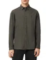 Allsaints Hawthorne Solid Stretch Cotton Button-up Shirt In Brown