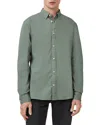 Allsaints Hawthorne Solid Stretch Cotton Button-up Shirt In Smokey Green